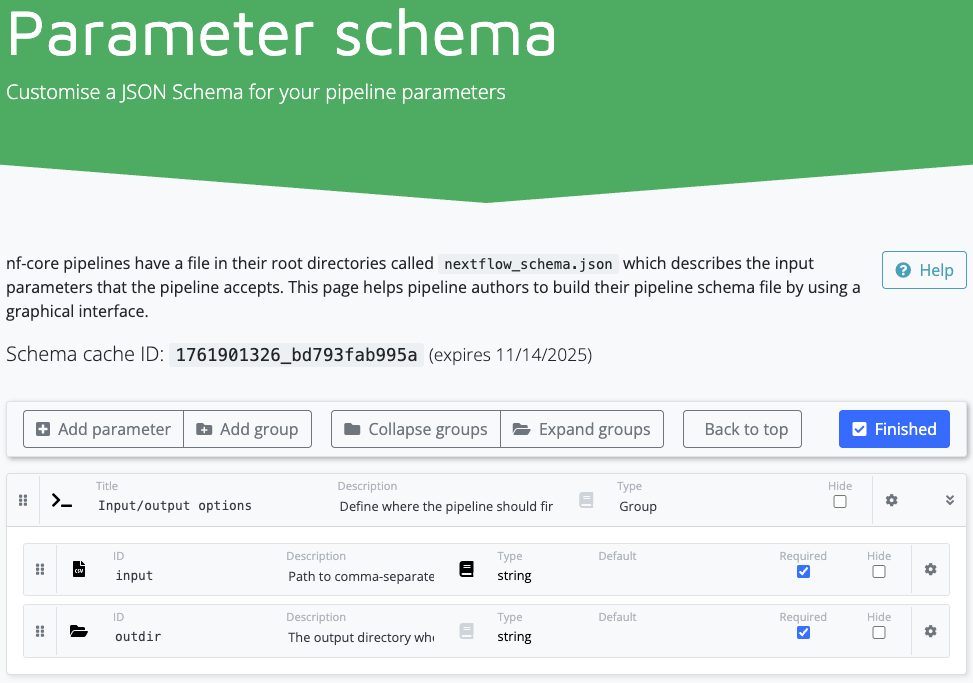 Schema Builder Oberfläche